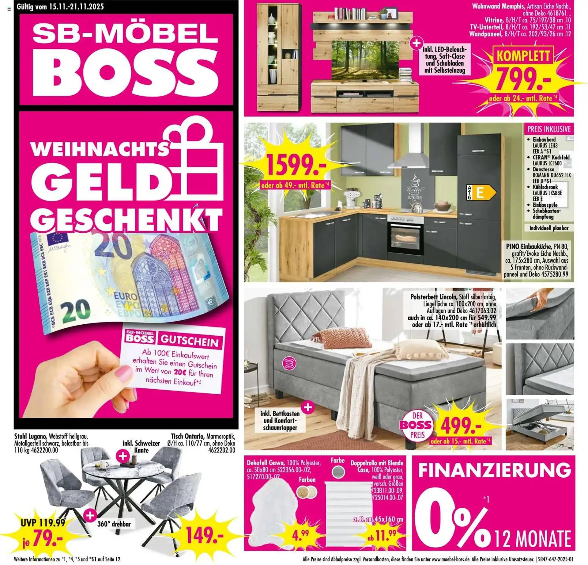 Möbel Boss Prospekt von 15. November bis 21. November 2025 - Prospekt seite 1