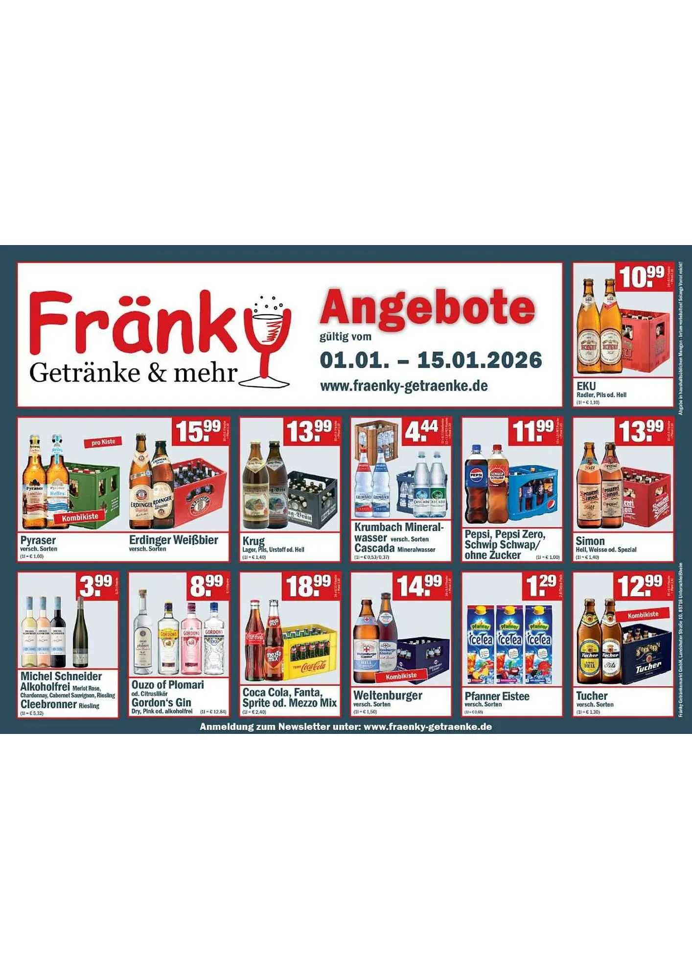 Fränky Getränke Prospekt von 1. Januar bis 15. Januar 2026 - Prospekt seite 1
