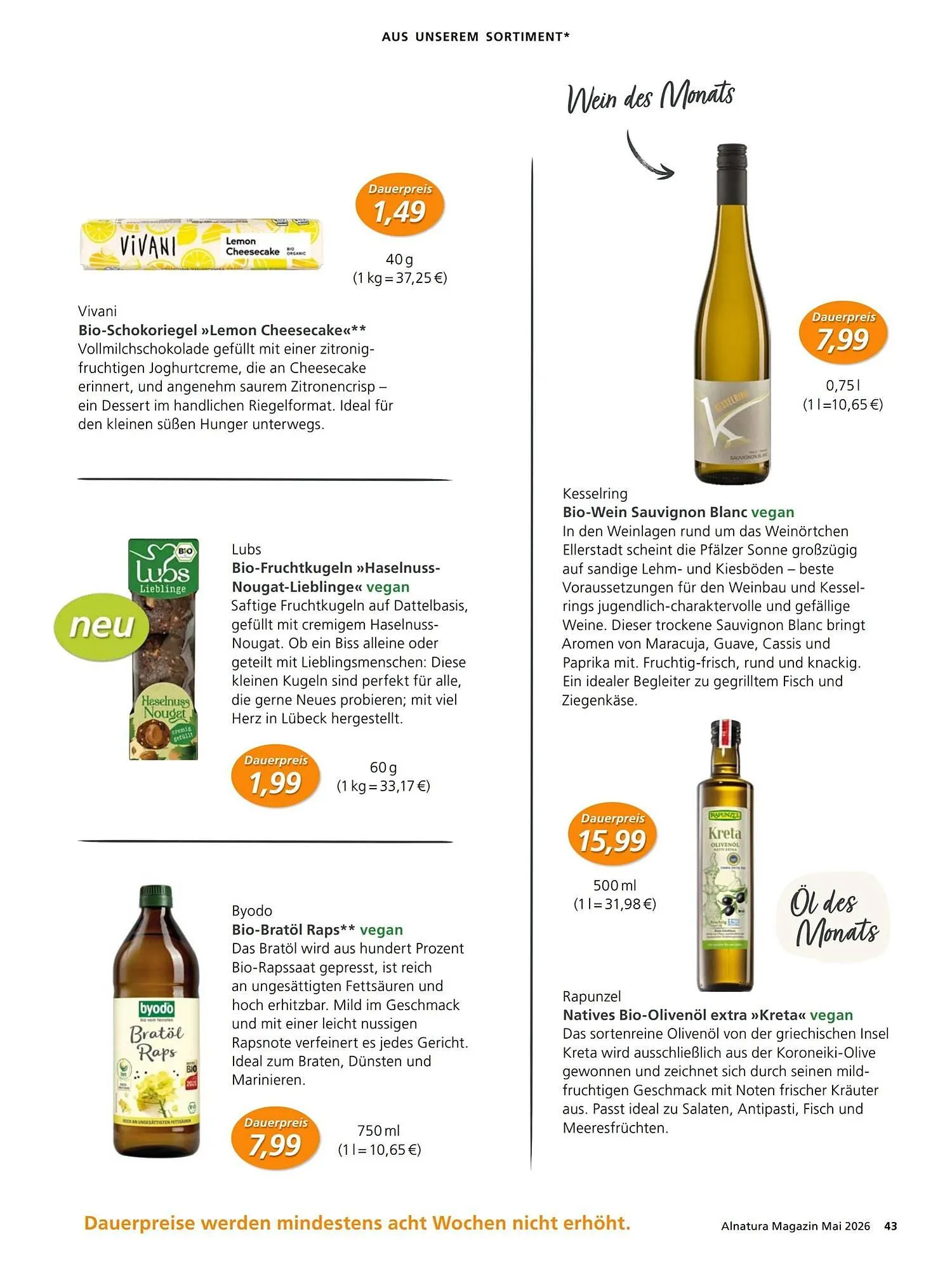 Alnatura Magazin von 1. Mai bis 1. Juni 2026 - Prospekt seite 43