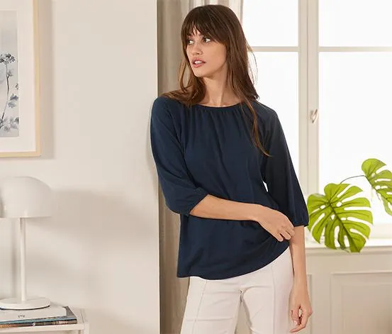 Shirt mit 3/4-Arm, dunkelblau