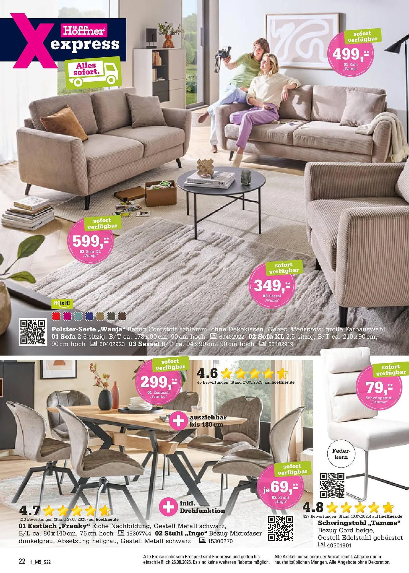 Höffner Prospekt von 12. August bis 26. August 2025 - Prospekt seite 22