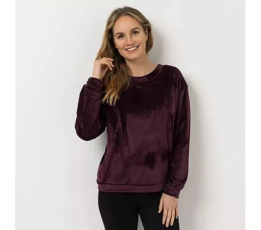 MONT CHALET Damen-Pullover uni Mikrofaser Samtfell Bindeschleife