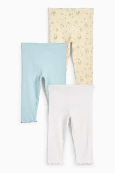 Multipack of 3 - floral - leggings - ribbed