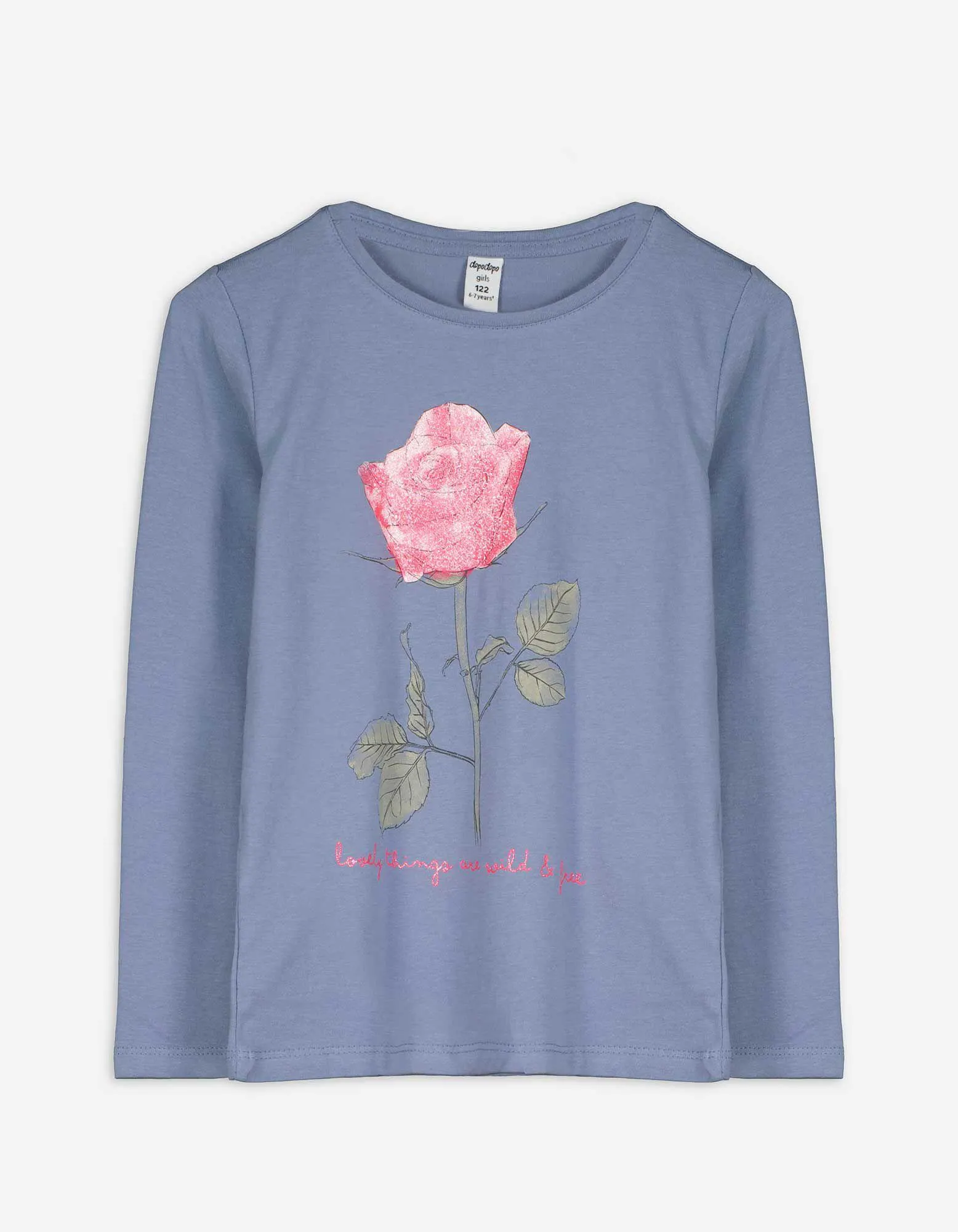 Langarmshirt - Frontprint - blau