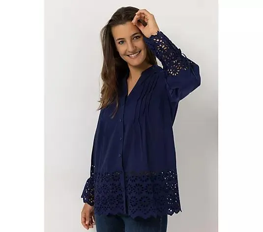 DAWID by Dawid Tomaszewski Bluse, Langarm Strass-Details leger weit