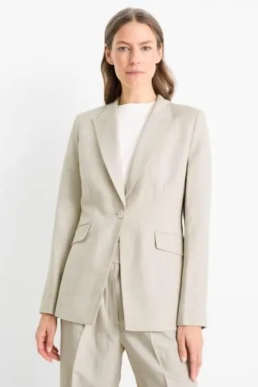Oversized blazer with linen content