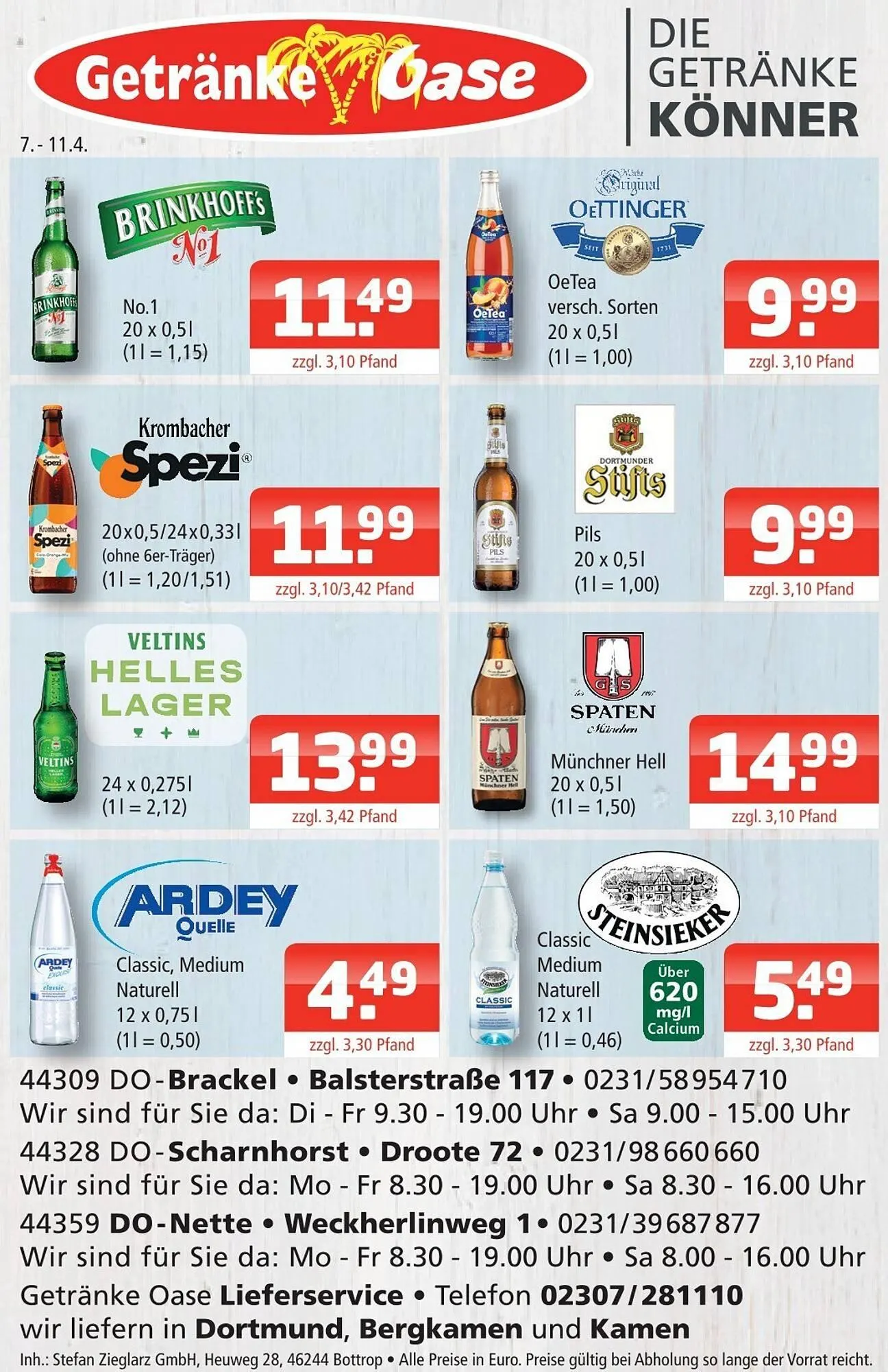 Getränke Oase Prospekt von 7. April bis 11. April 2026 - Prospekt seite 1