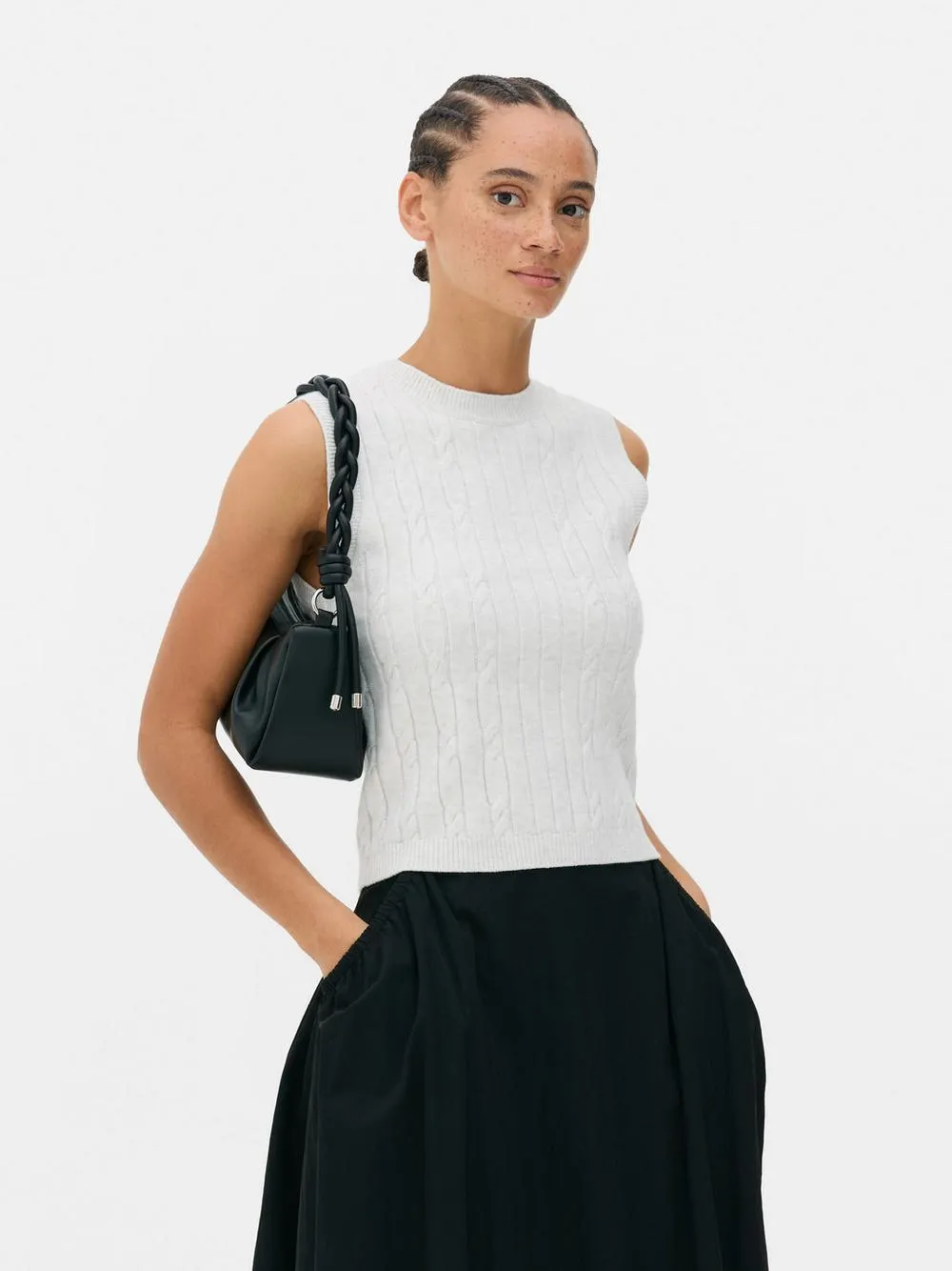 Tanktop mit Rundhalsausschnitt und Zopfmuster