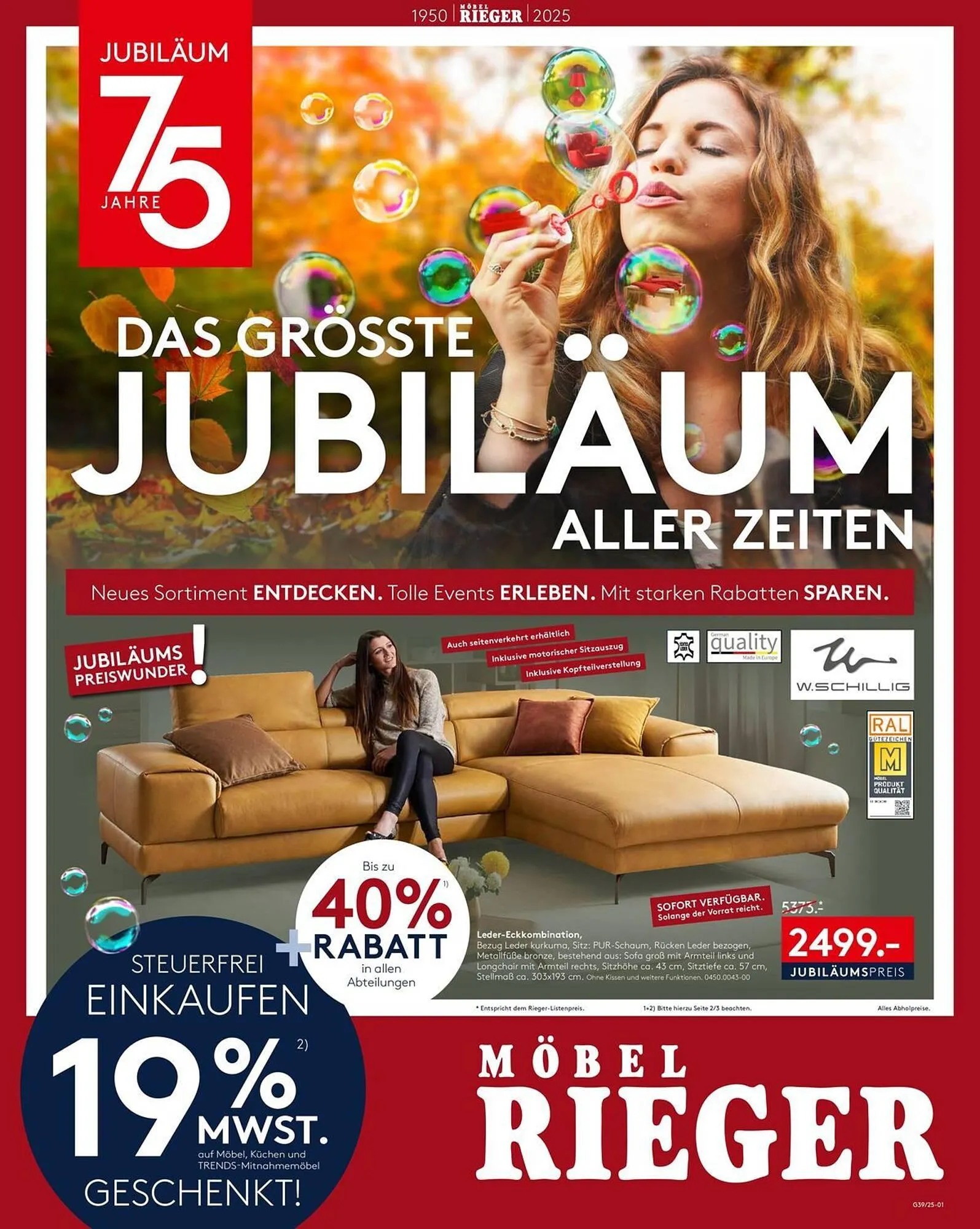 Möbel Rieger Prospekt von 1. Oktober bis 7. Oktober 2025 - Prospekt seite 1