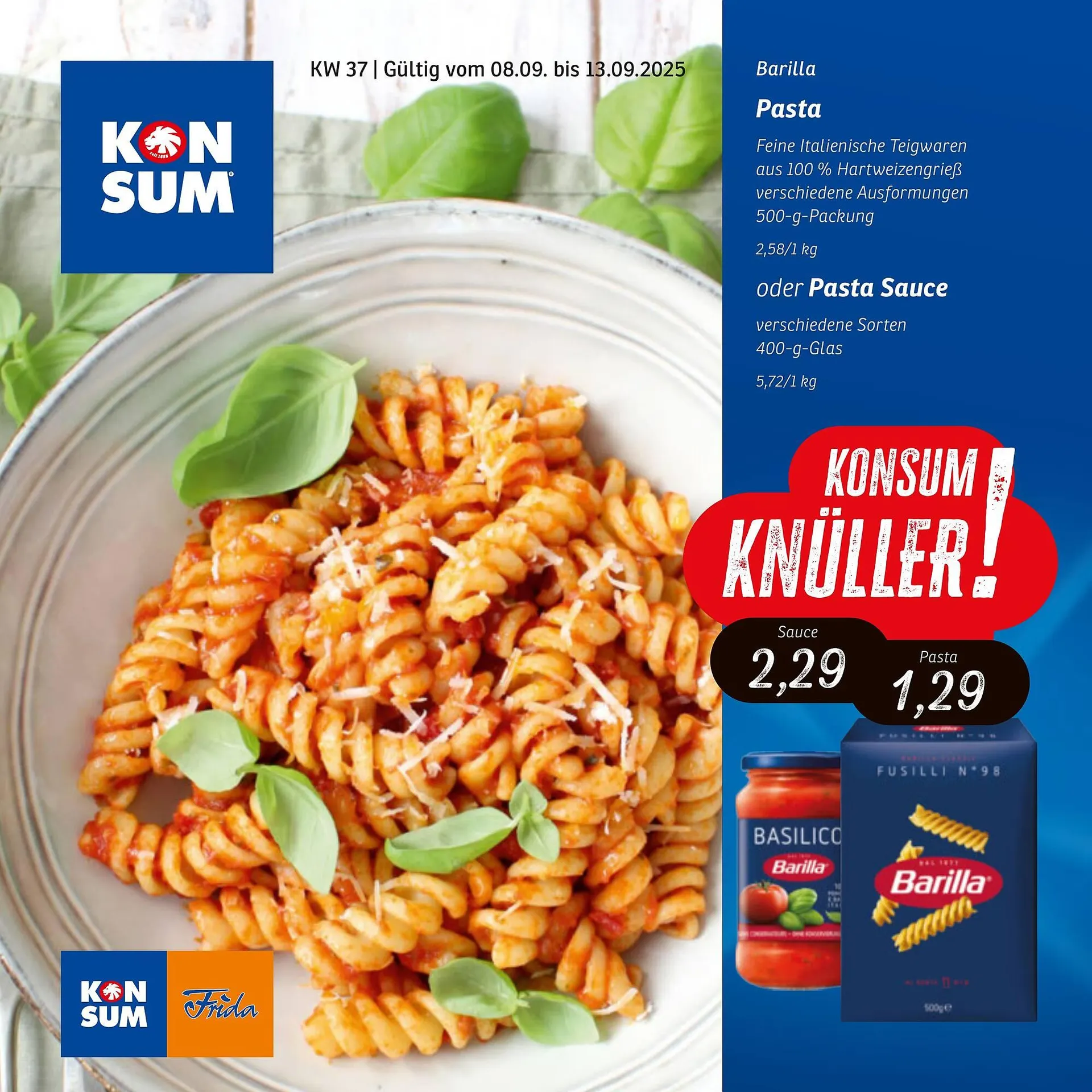 KONSUM Prospekt von 8. September bis 13. September 2025 - Prospekt seite 1