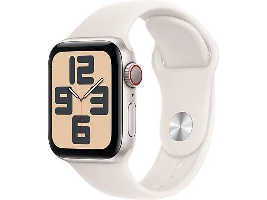 APPLE Watch SE (2024) GPS+Cellular 40 mm Smartwatch Aluminium Fluorelastomer, 130 - 180 mm, Polarstern