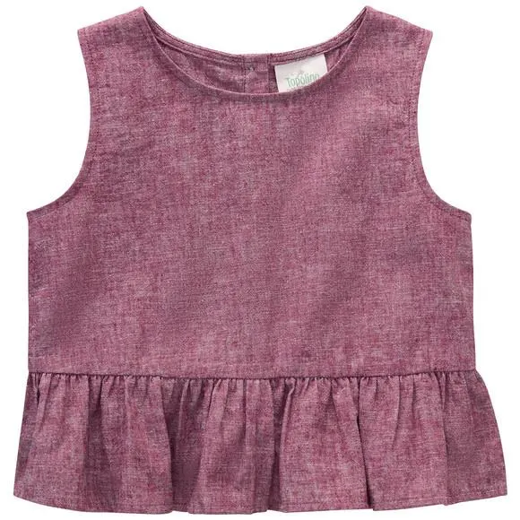 Mädchen Leinen-Top unifarben