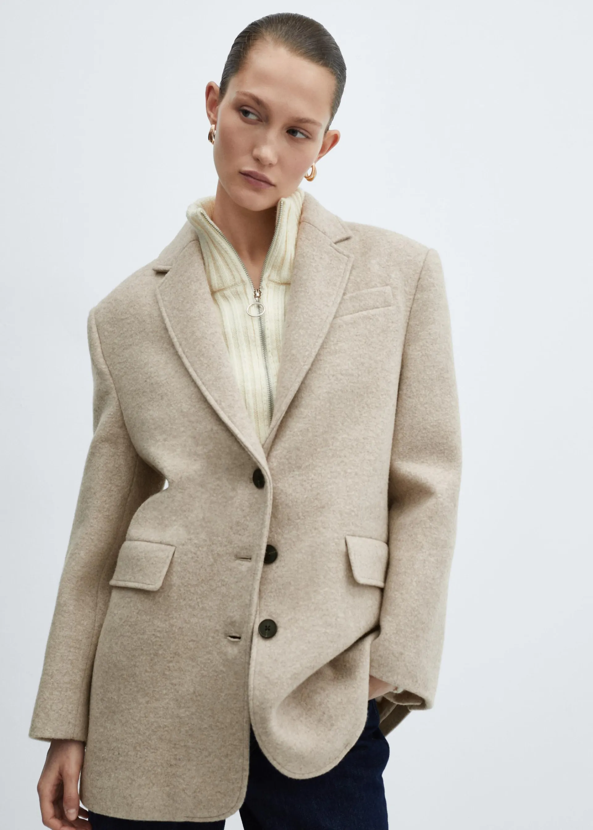 Oversized 100% wool coat