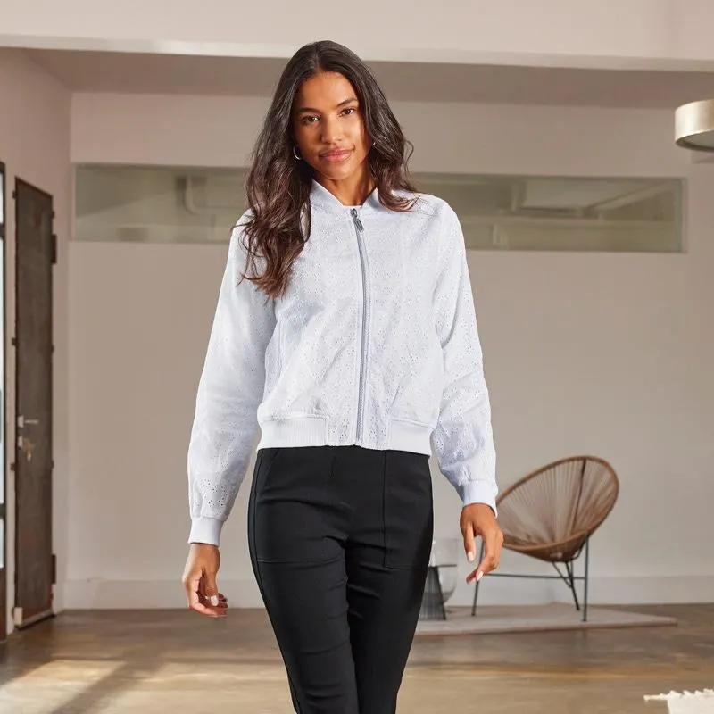 Damen-Bomberjacke mit Stickereien