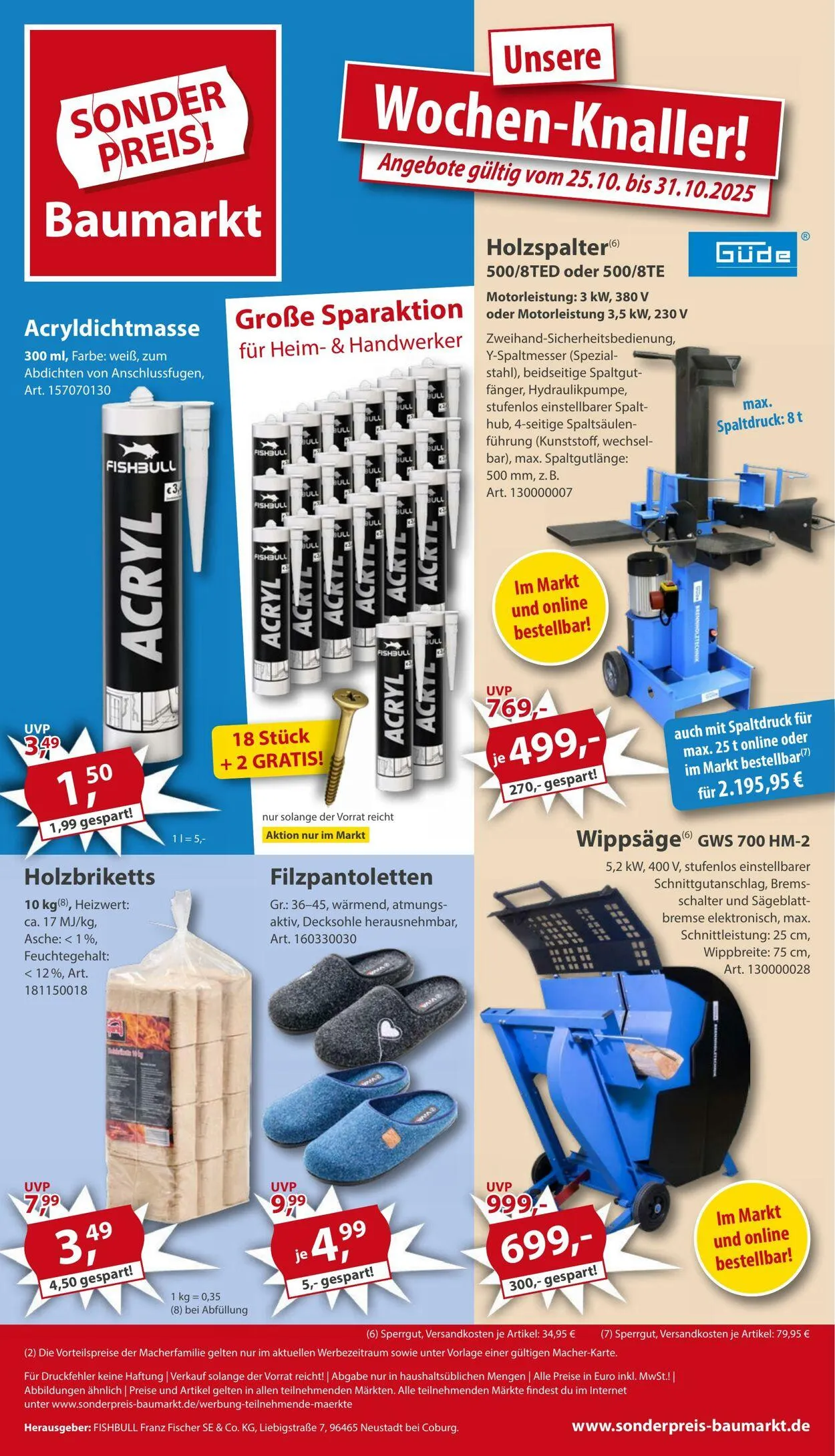 Sonderpreis Baumarkt Aktueller Prospekt von 18. Oktober bis 1. November 2025 - Prospekt seite 1