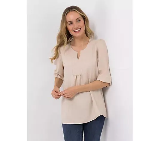 KIM & CO. Bluse, 3/4-Arm Chambray Popeline leicht elastisch leger weit