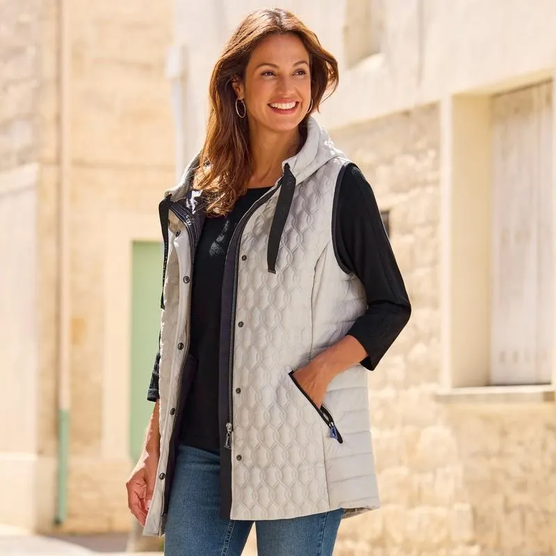 Damen-Steppweste mit Kapuze