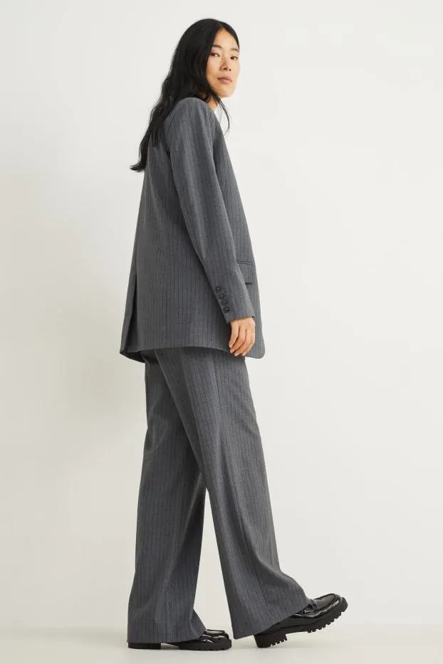 Cloth trousers - high waist - wide leg - striped