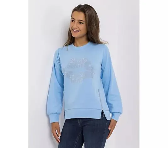 KILIAN KERNER SENSES Sweatshirt, Strass-Applikation Reißverschlüsse leger weit