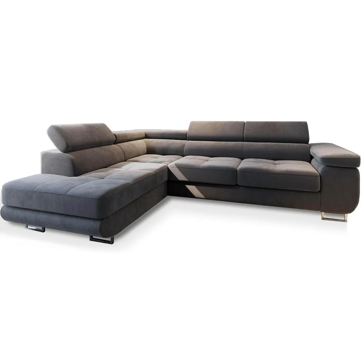 SELVA L-S Grau Velours-Stoff mit Schlaffunktion