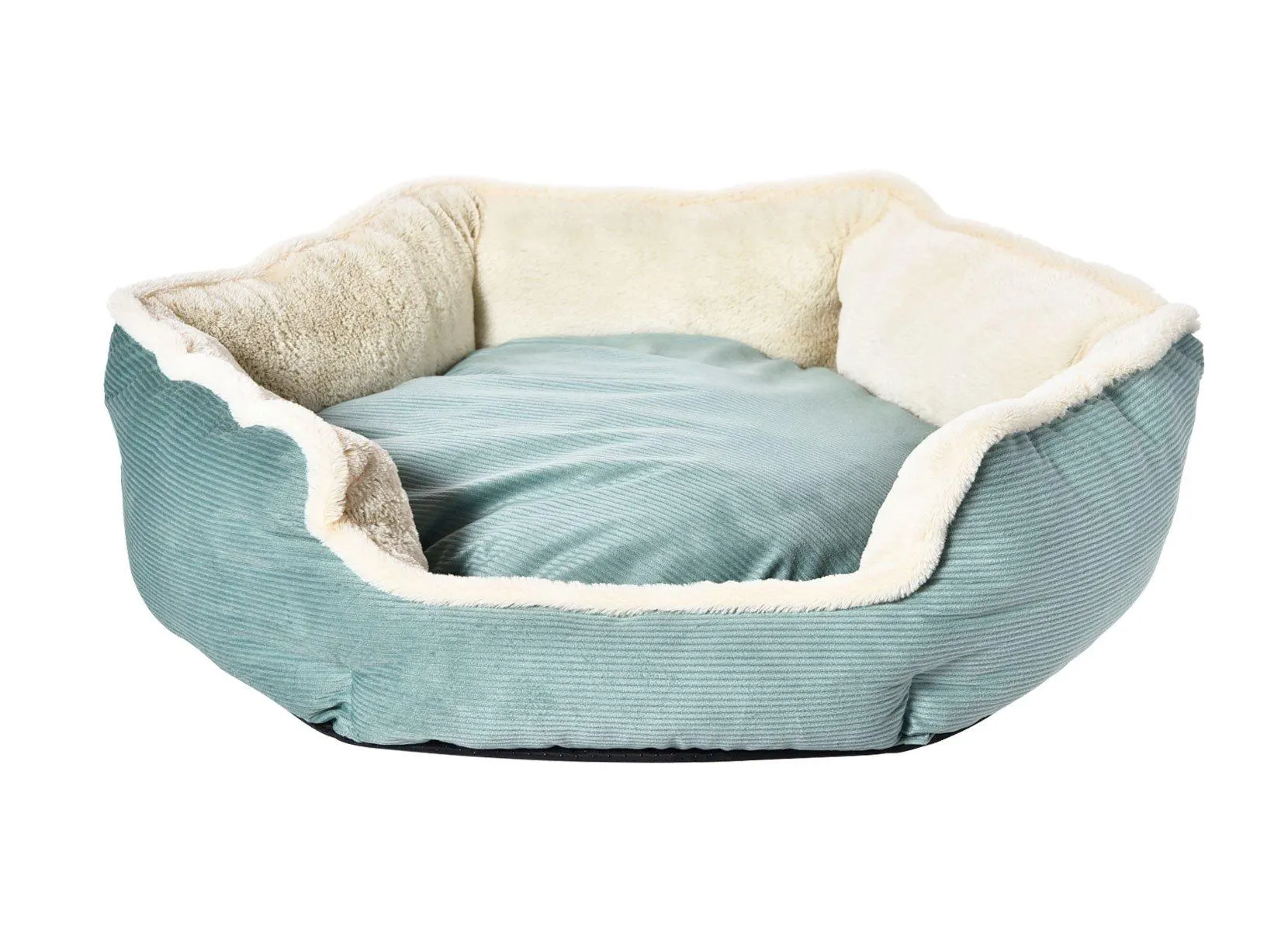 Hundebett Hexagon aus Cord/Plüsch 80cm Mint