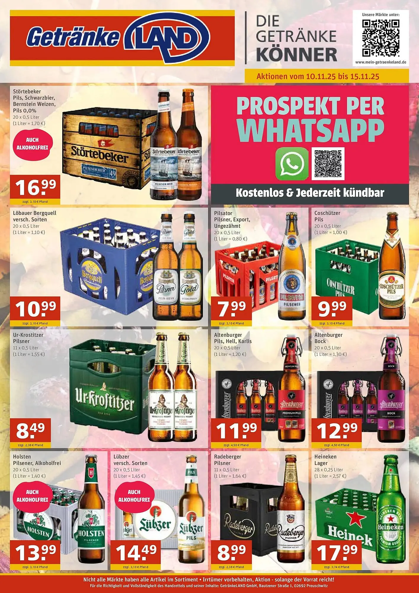 Getränkeland Prospekt von 9. November bis 15. November 2025 - Prospekt seite 1