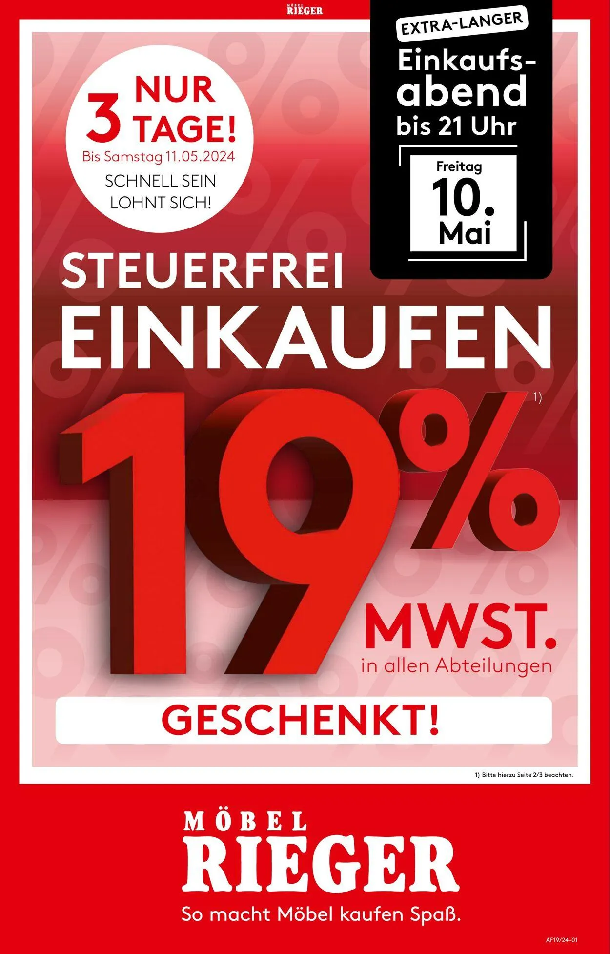 Möbel Rieger Aktueller Prospekt von 8. April bis 22. April 2026 - Prospekt seite 1