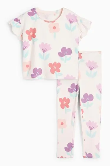 Floral - pyjamas - ribbed - 2 piece