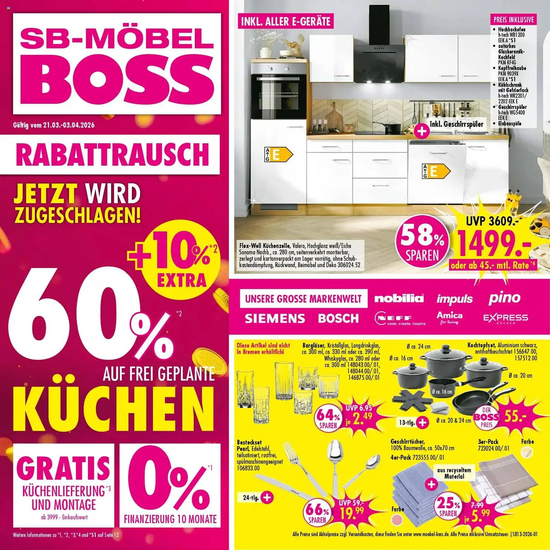 Möbel Boss Prospekt von 21. März bis 3. April 2026 - Prospekt seite 1