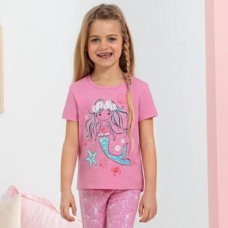 Kinder-Mädchen-T-Shirt mit Meerjungfrauen-Motiv