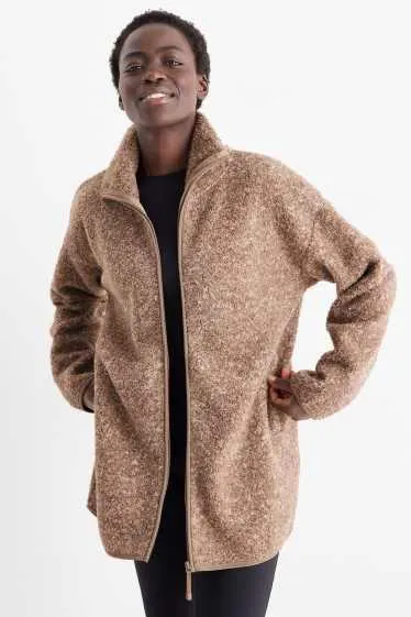 Bouclé technical zip-through sweatshirt