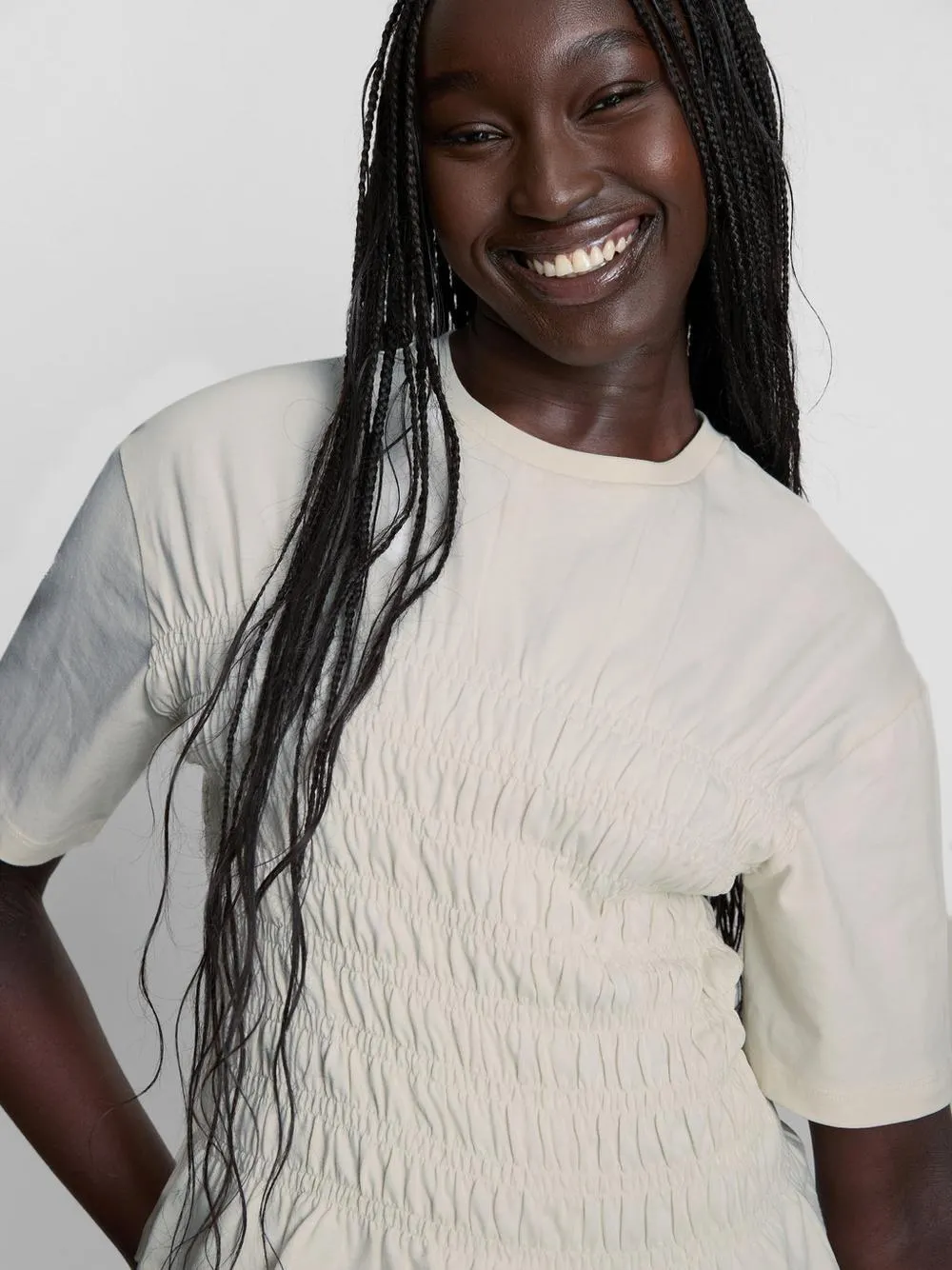 Baumwoll-T-Shirt mit geraffter Taille