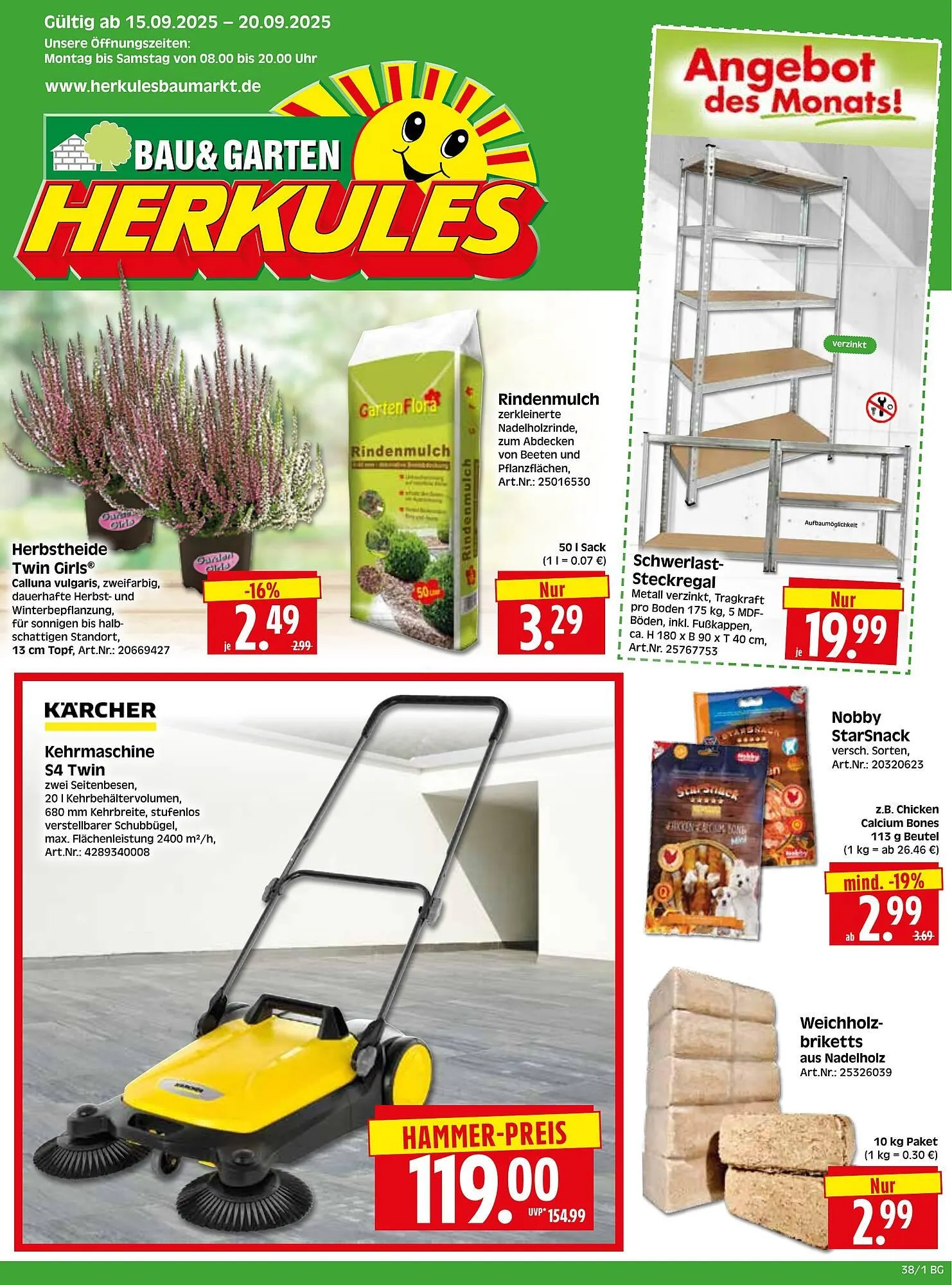 Herkules Baumarkt Prospekt von 15. September bis 20. September 2025 - Prospekt seite 1