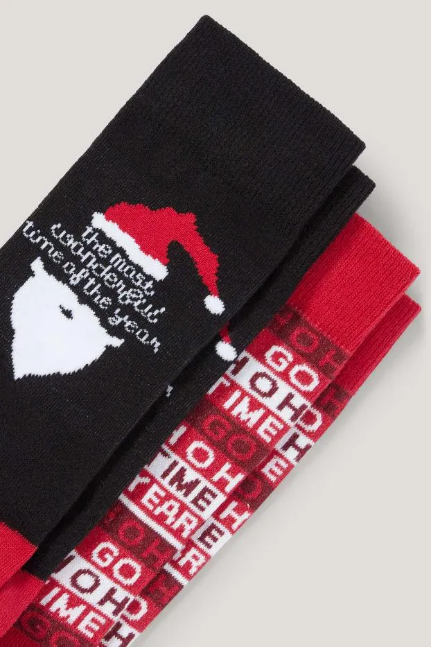 Set van 2 paar - kerstsokken met motief