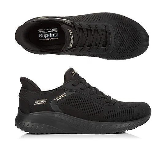 SKECHERS Damen-Slipper Bobs Squad Chaos Strick Hands Free Slip-ins®