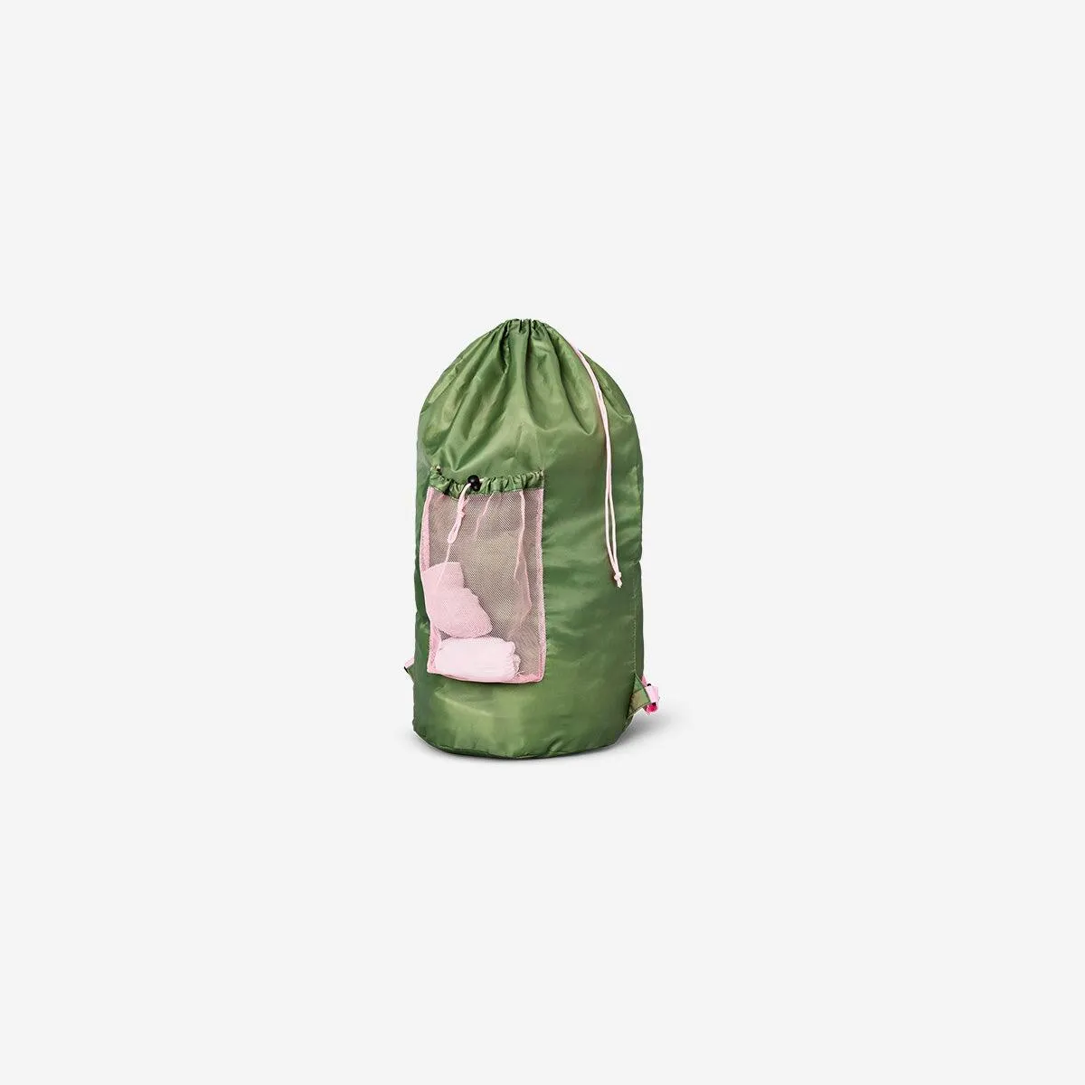 Green cotton laundry bag