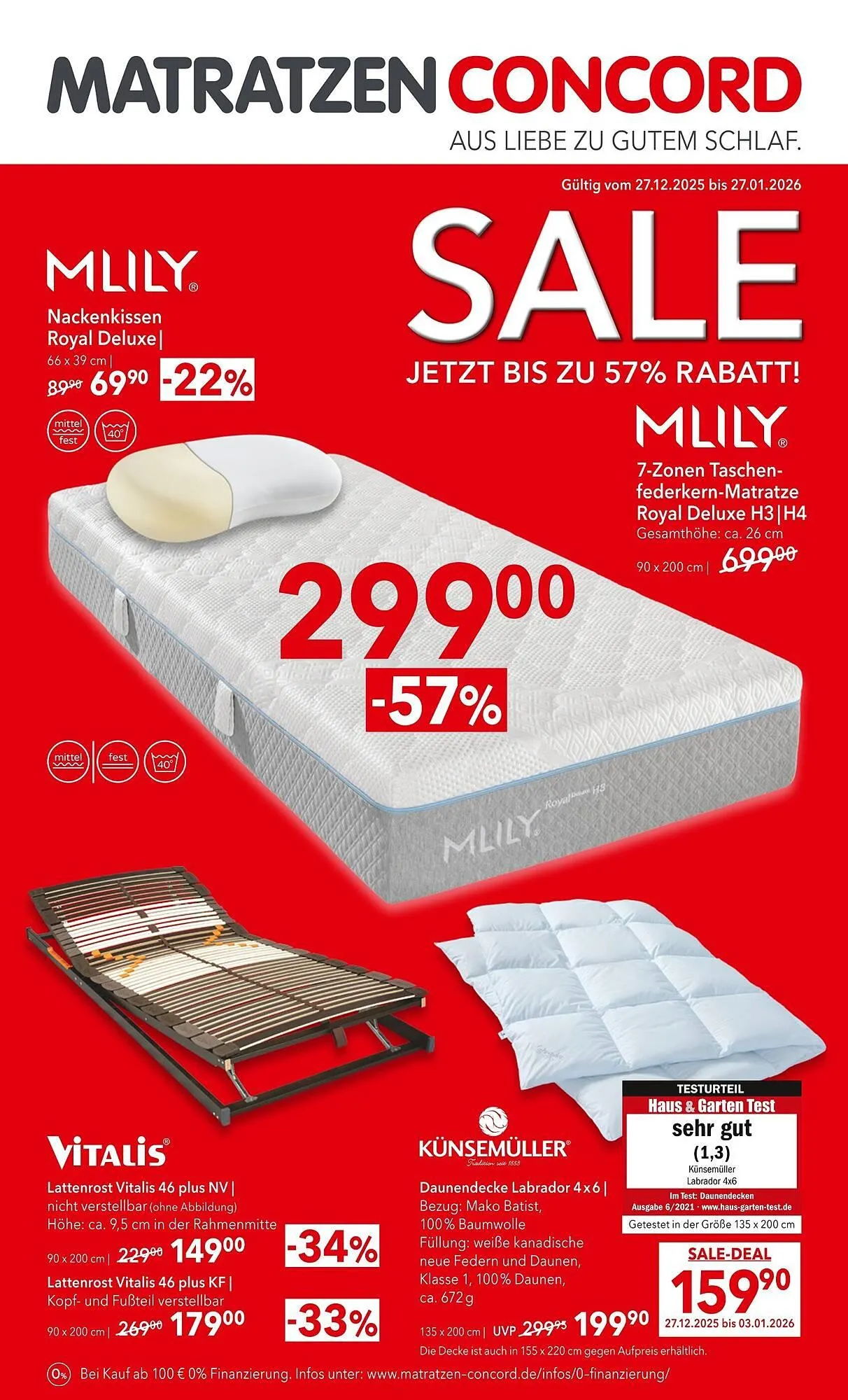 Matratzen Concord Prospekt von 27. Dezember bis 27. Januar 2026 - Prospekt seite 1