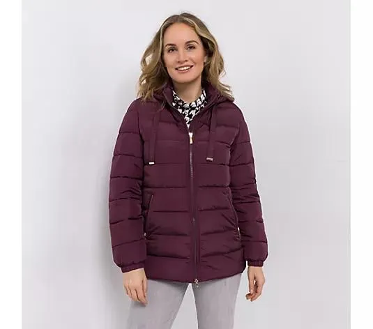 VIA MILANO Steppjacke 2-Wege-Reißverschluss Kapuze Deko-Tape