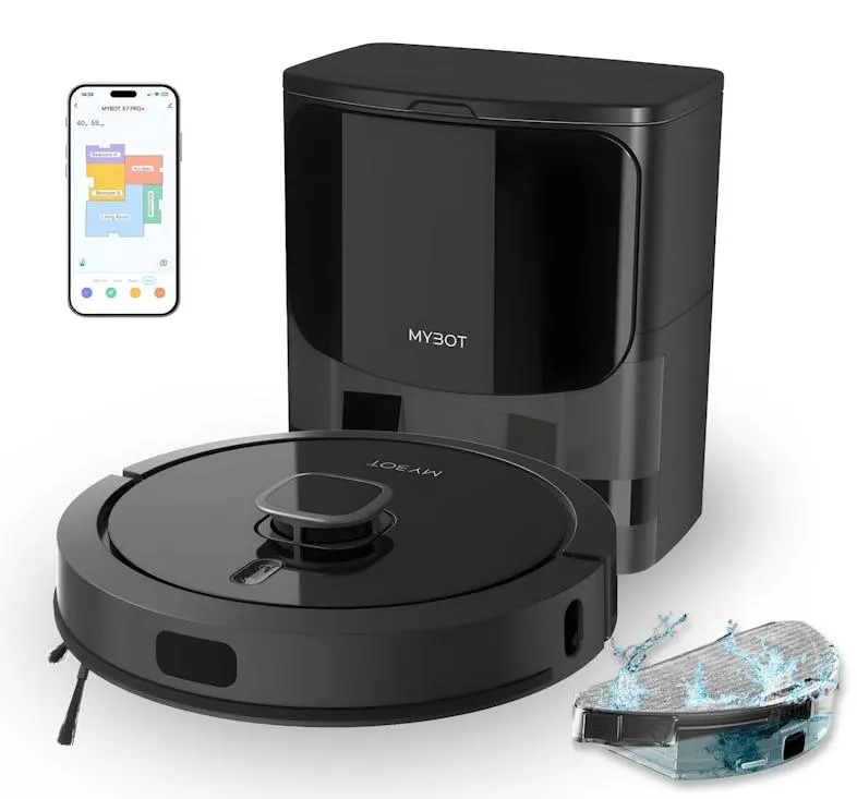 MYBOT X7 PRO - Saugroboter mit Wischfunktion - 6500PA Starke Saugkraft - Mit Absaugstation - Perfekt für Haushalte mit Haustieren