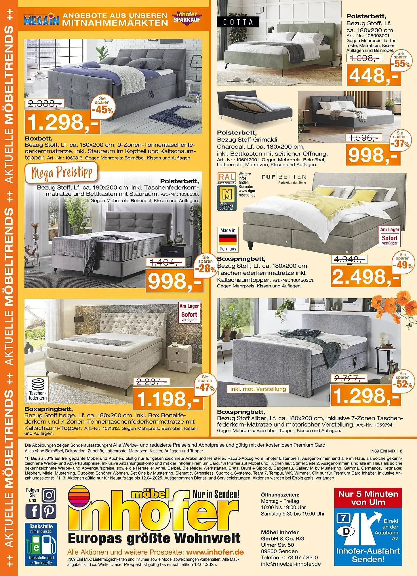 Möbel Inhofer Prospekt von 25. März bis 12. April 2025 - Prospekt seite 8