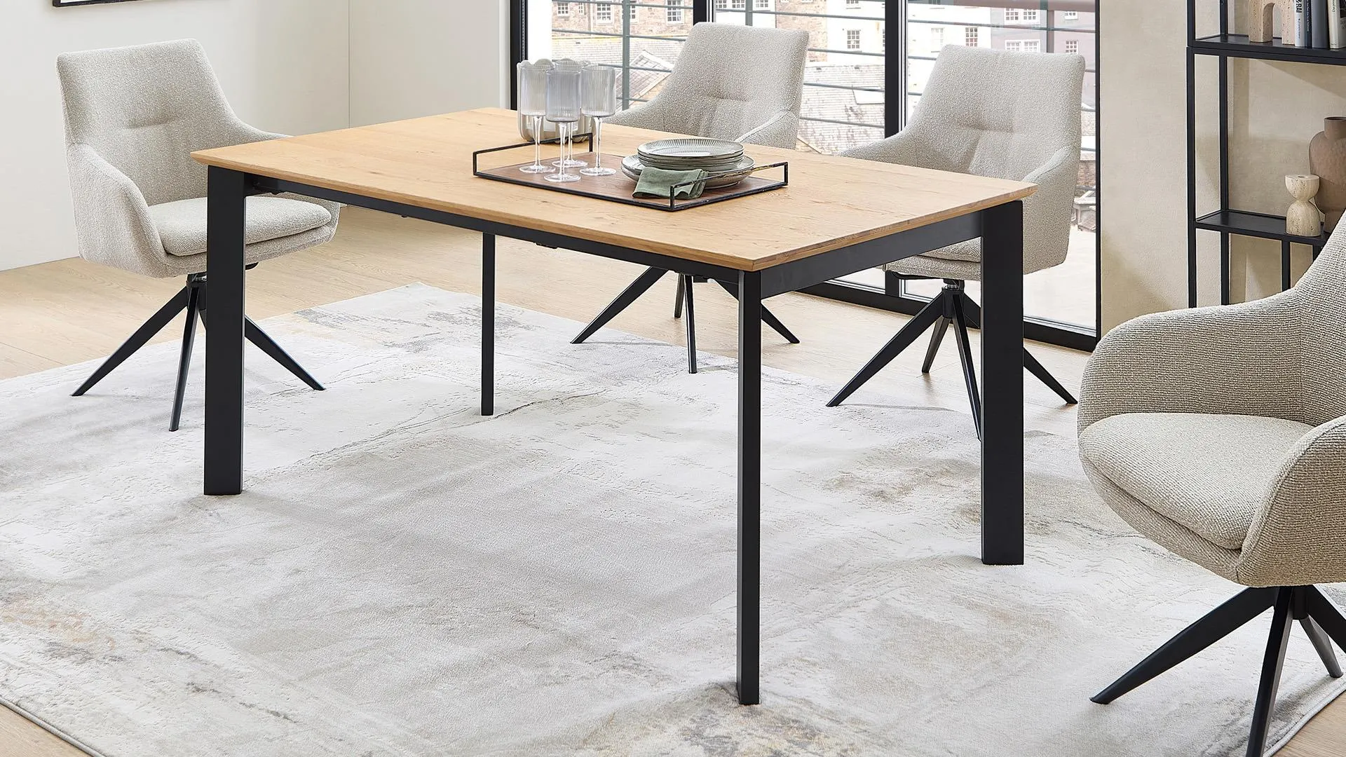 Dining Esstisch DT100 in Holz Eiche mit Auszug