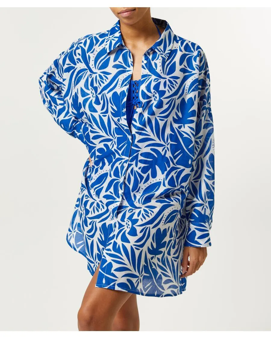 Strandtunika mit Blattmuster Janina, Oversize