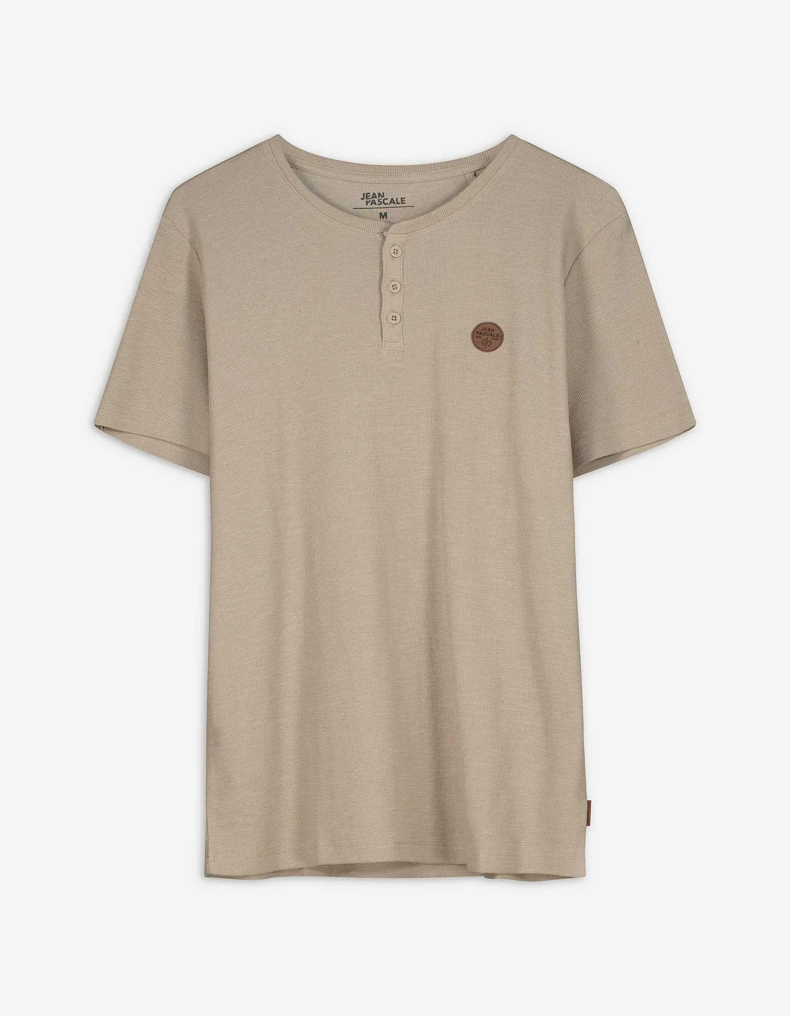 T-Shirt - Knopfleiste - beige