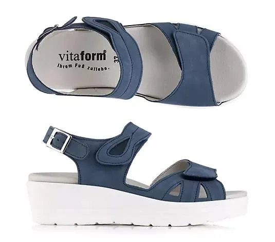 VITAFORM Damen- Sandalette Softnubuk Klettverschlüsse Sohle Valeria