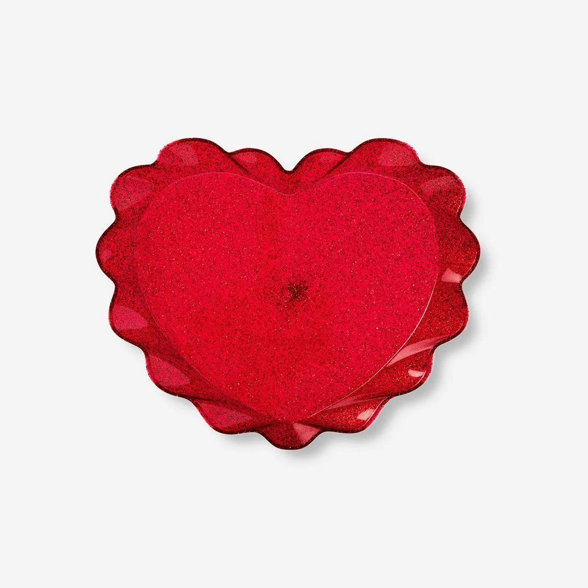 Red heart serving plate - 20 cm