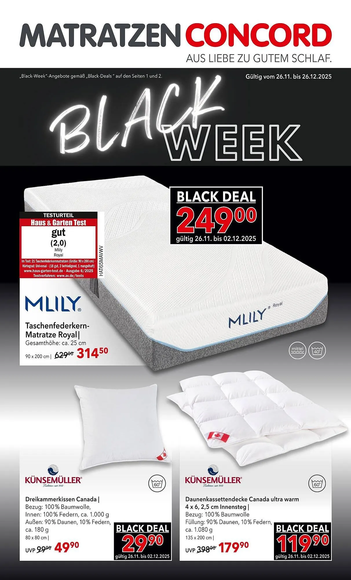 Matratzen Concord Prospekt von 26. November bis 26. Dezember 2025 - Prospekt seite 1