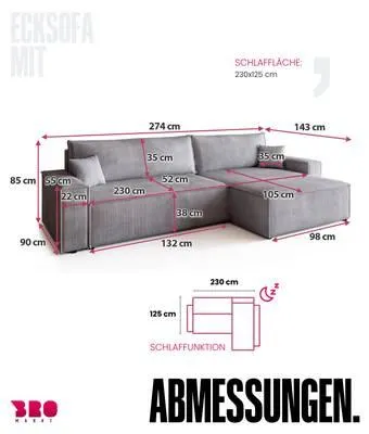 Ecksofa mit Schlaffunktion ADI XL