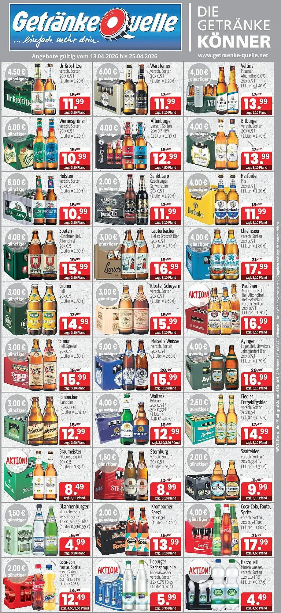 Getränke Quelle Prospekt von 12. April bis 25. April 2026 - Prospekt seite 1
