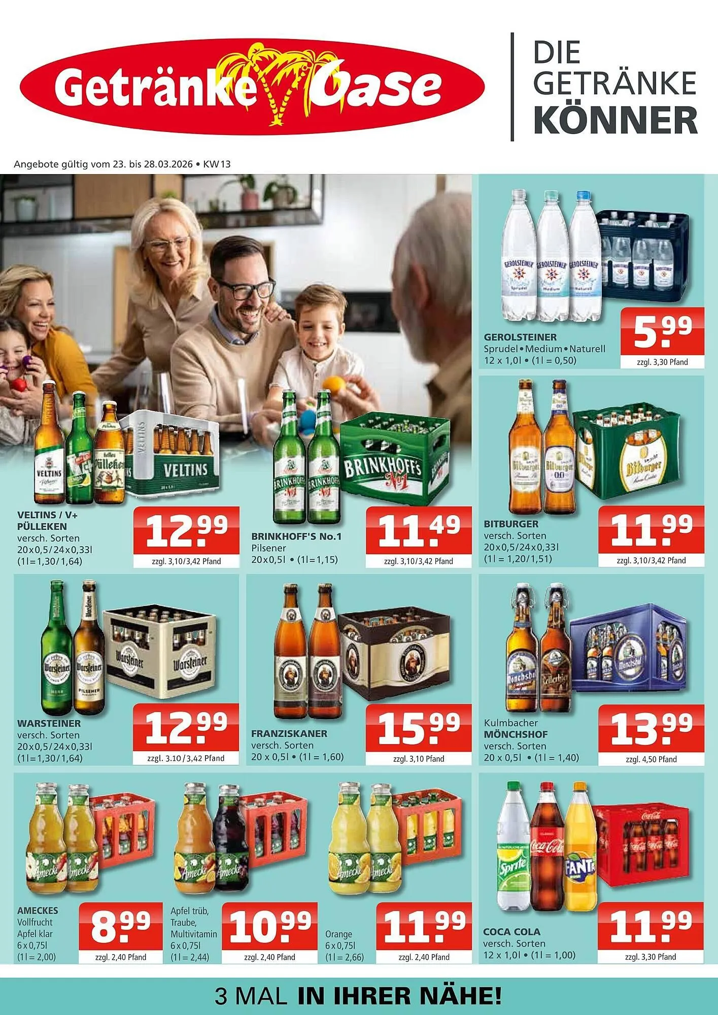 Getränke Oase Prospekt von 23. März bis 28. März 2026 - Prospekt seite 1