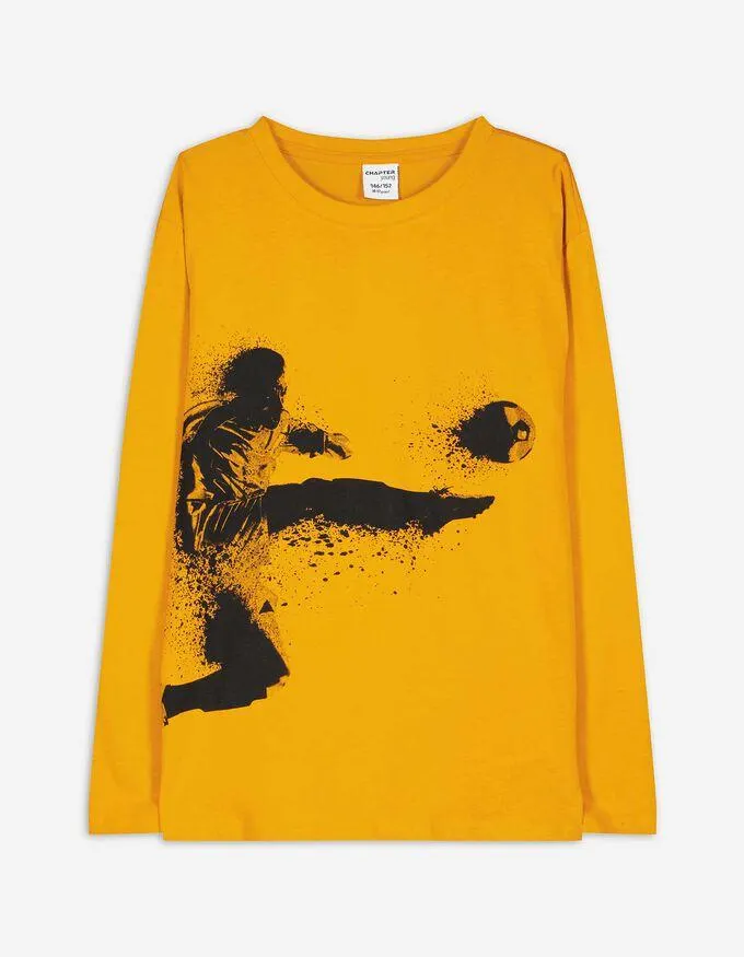 Longsleeve - Vooropdruk - lichtgeel